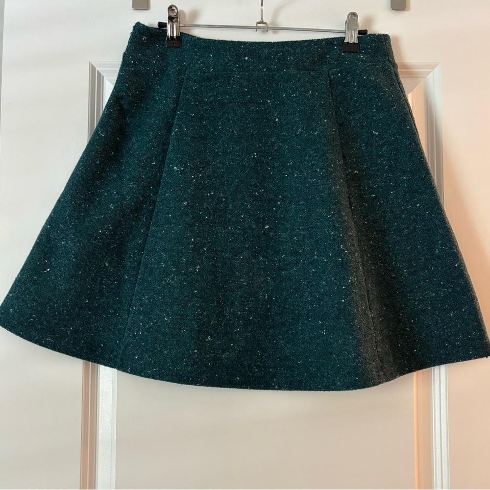 LOFT Teal Flecked Mini Skater Skirt | Size 2